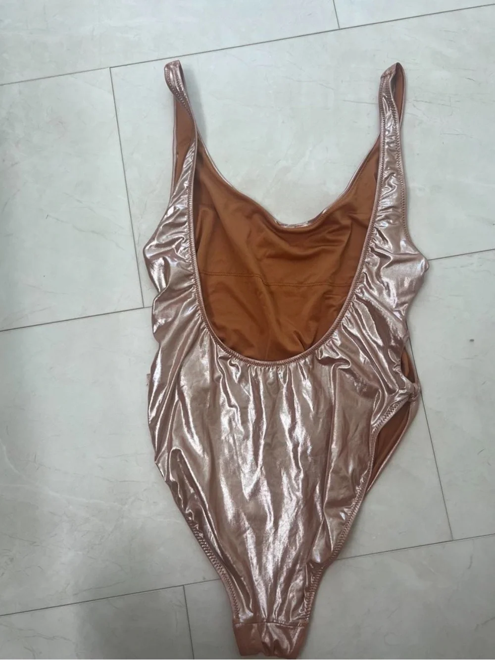 Zara Metallic Rose Gold One-Piece Swimsuit